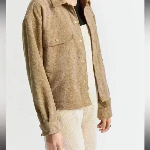 Brixton Bowery Women's Fleece sherpa jacket shacket- Oatmeal - Picture 7 of 7